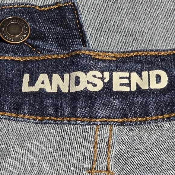 Lands End Size  16 High Rise Straight Jean In Dark Blue Denim Soft With Stretch - Picture 5 of 9